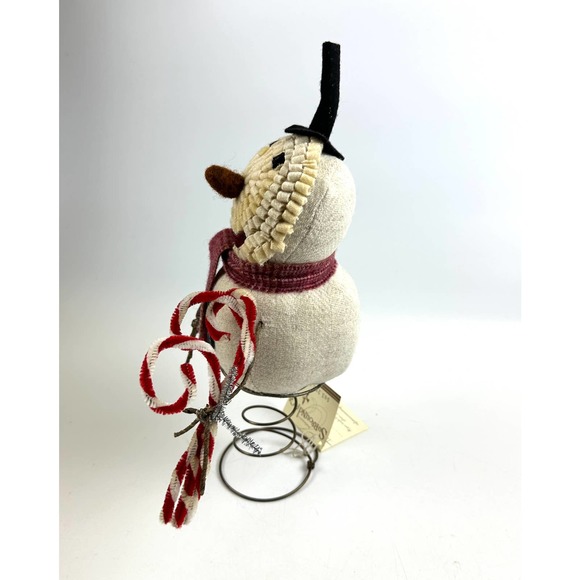 Vintage Snowman On A Spring With Candy Cane Christmas Winter Piece Sculpture - Picture 2 of 14